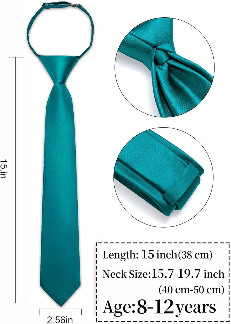 Ailisus Store Boys Tie Solid Color Silk Satin Pre-tied Kids Necktie for Age 8-12 Adjustable Formal Wedding School Graduation - Image 3